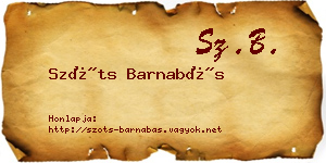Szőts Barnabás névjegykártya